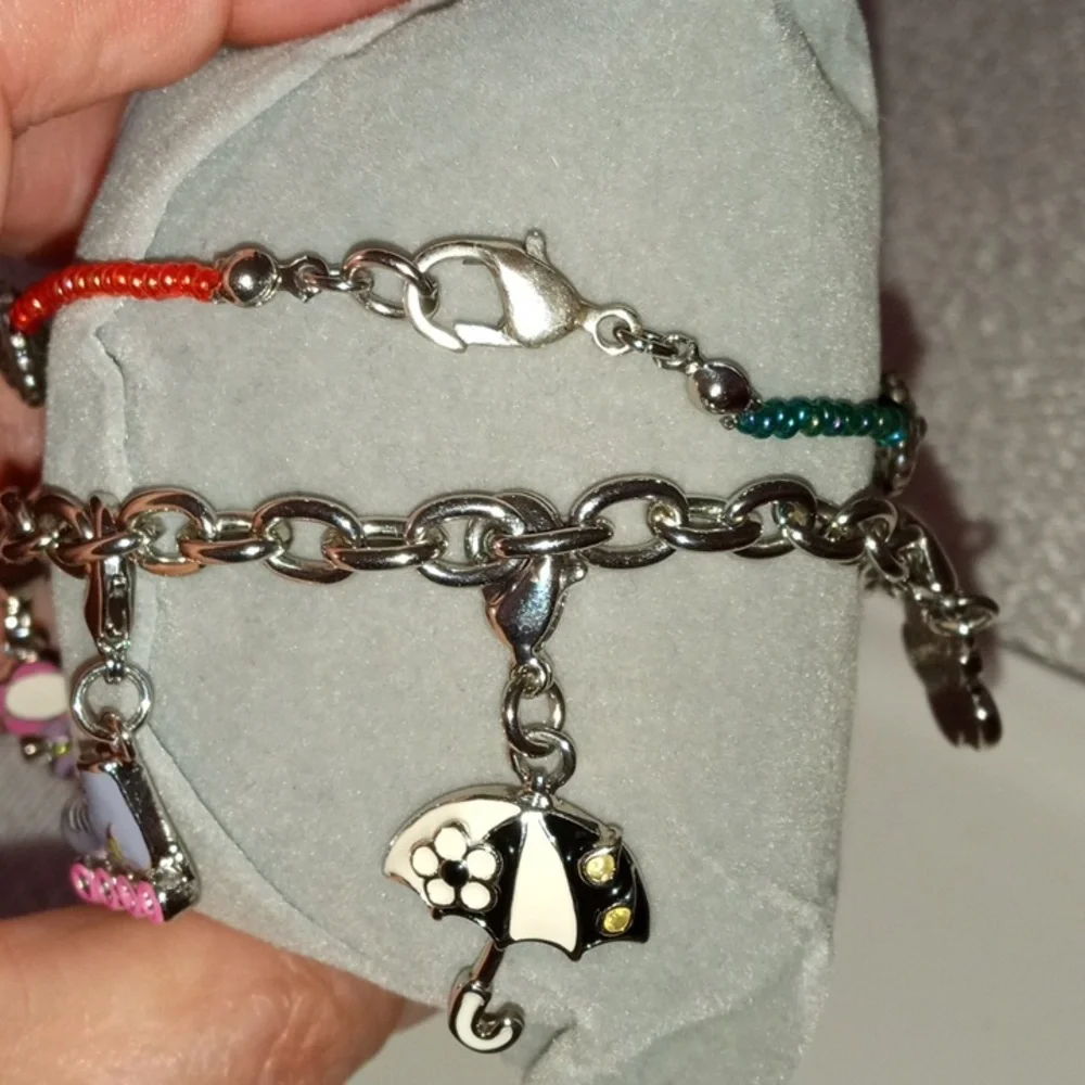 Bundle beaded heart star flower skates charm bracelet costum fashion jewelry lot